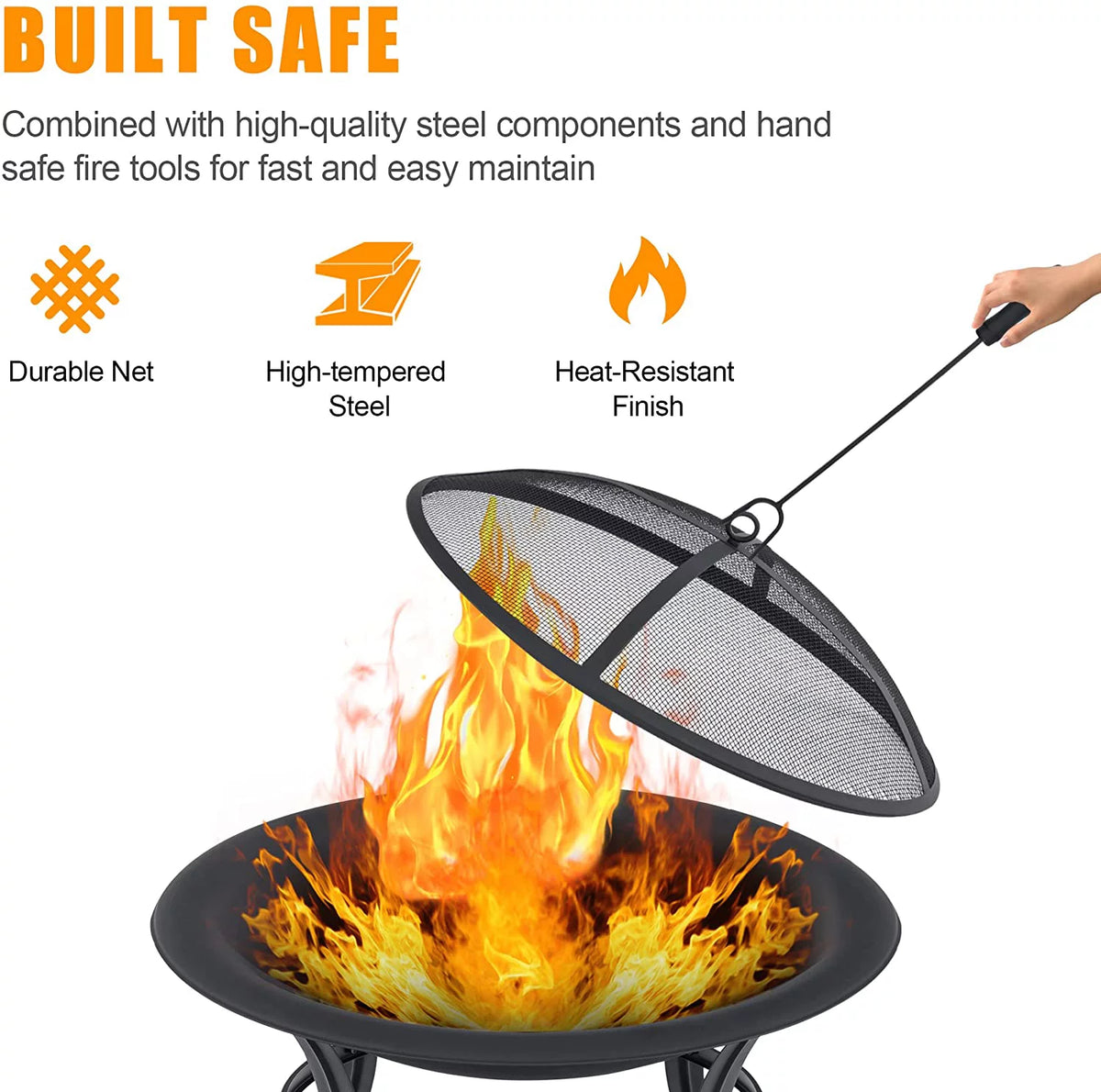 Black Metal Fire Pit R304742