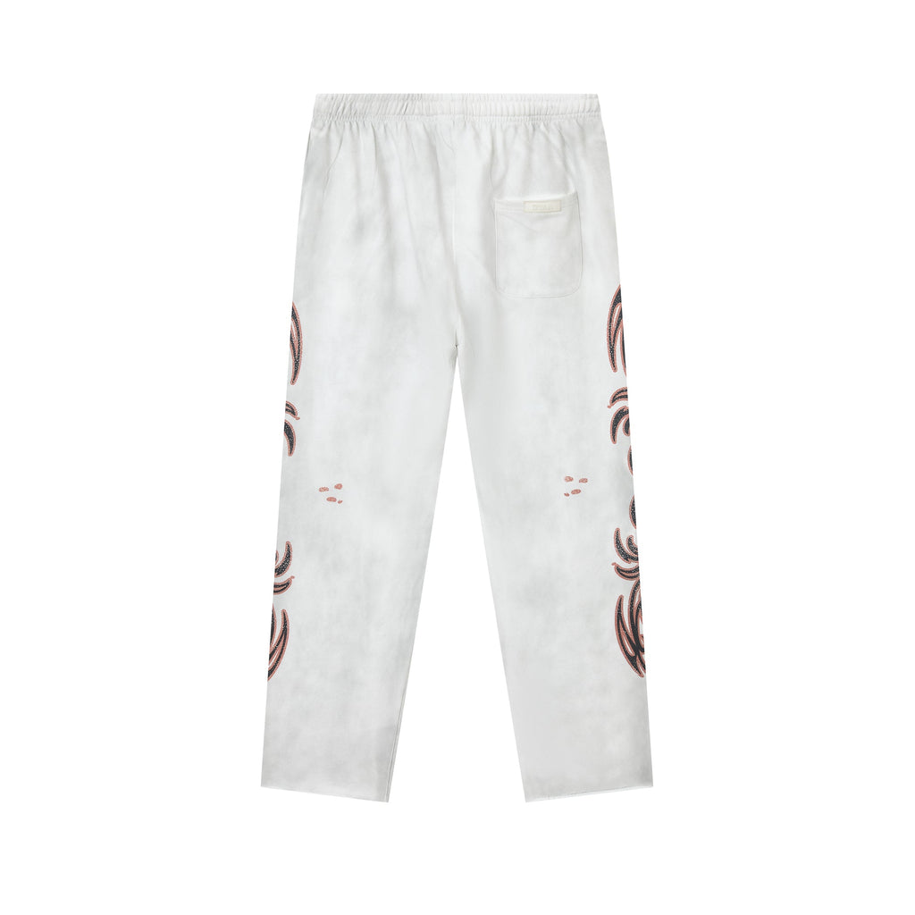 DUAA Sun‑Moon Tribal Heart Graphic Vintage Washed Straight‑Leg Sweatpants