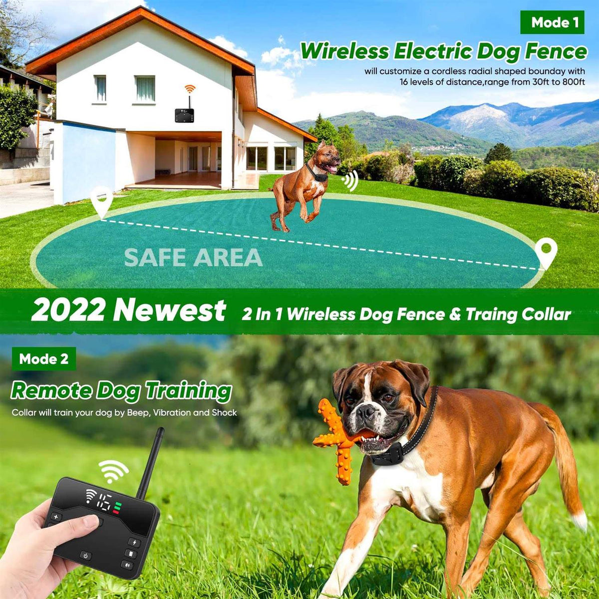 Wireless Dog Fence 2 Dogs Training Collar Remote X593104