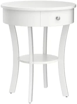 Round 2-Tier Wood End Table with Drawer U509