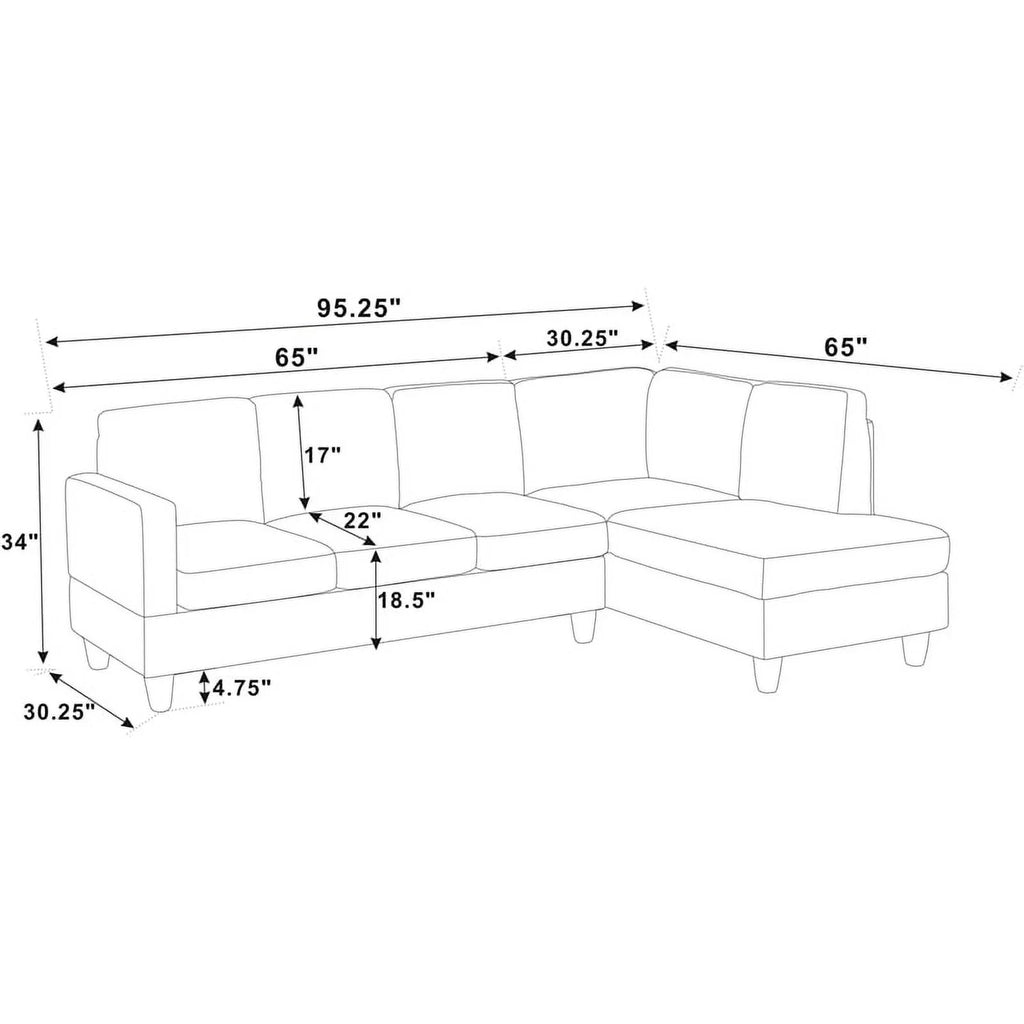 Dark Gray Polyester Fabric Sofa & Chaise S706