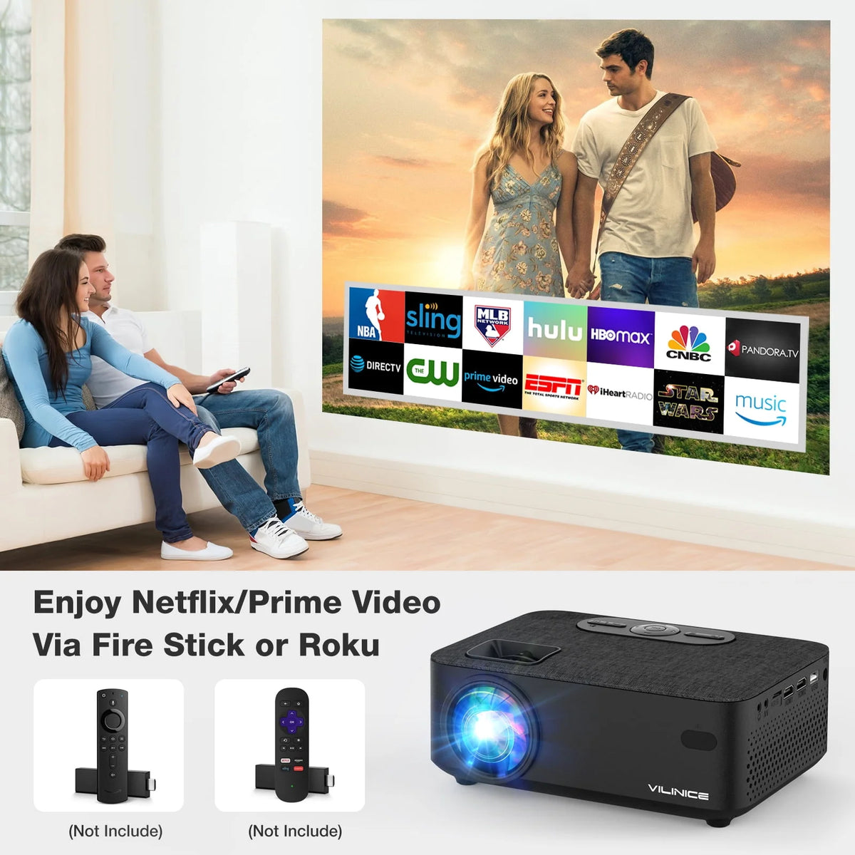 Mini WiFi Projector HD 1080P 240 LCD Display with Bluetooth T21015