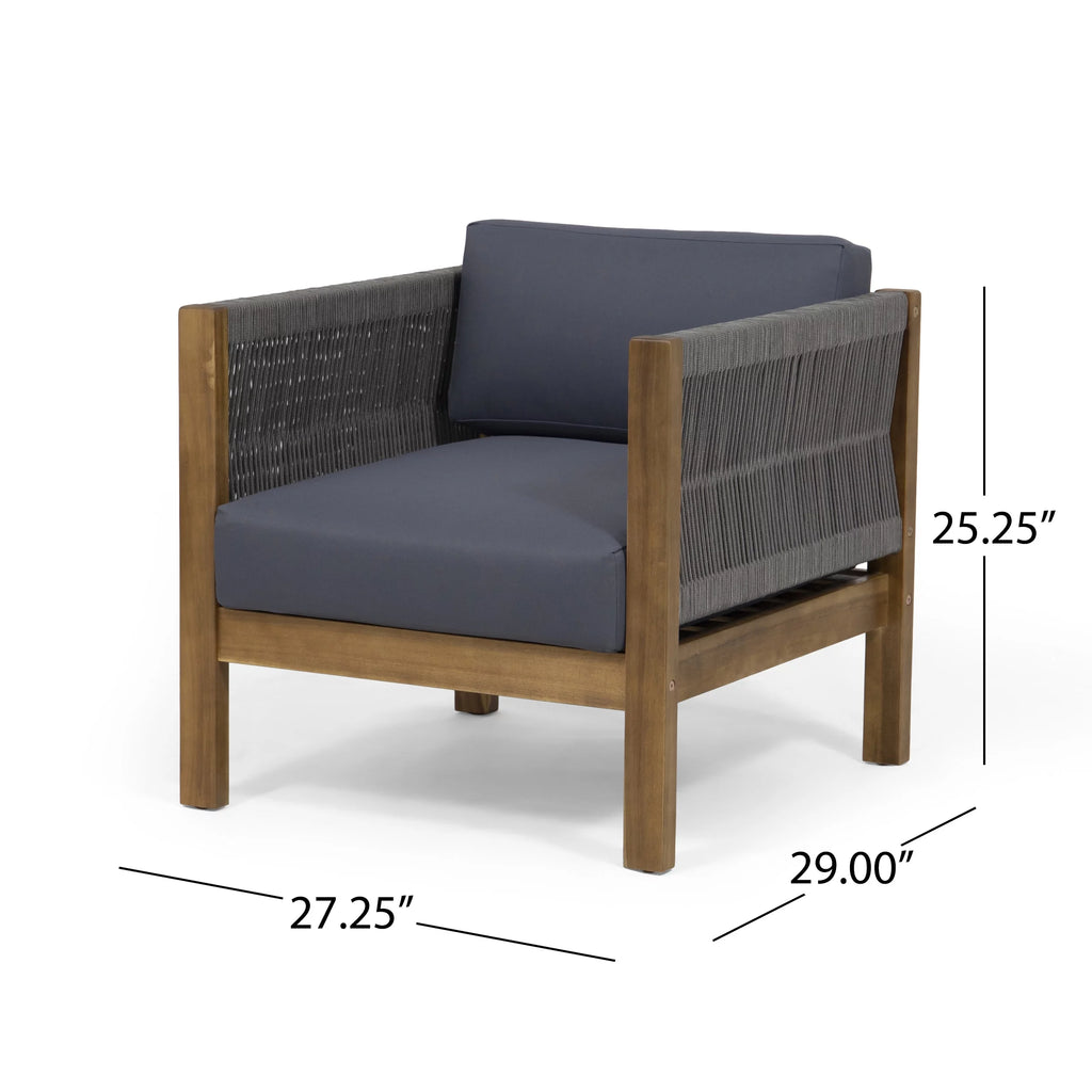Acacia Wood and Rope Outdoor Club Chair H63215