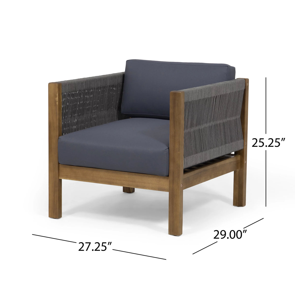 Acacia Wood and Rope Outdoor Club Chair H63215