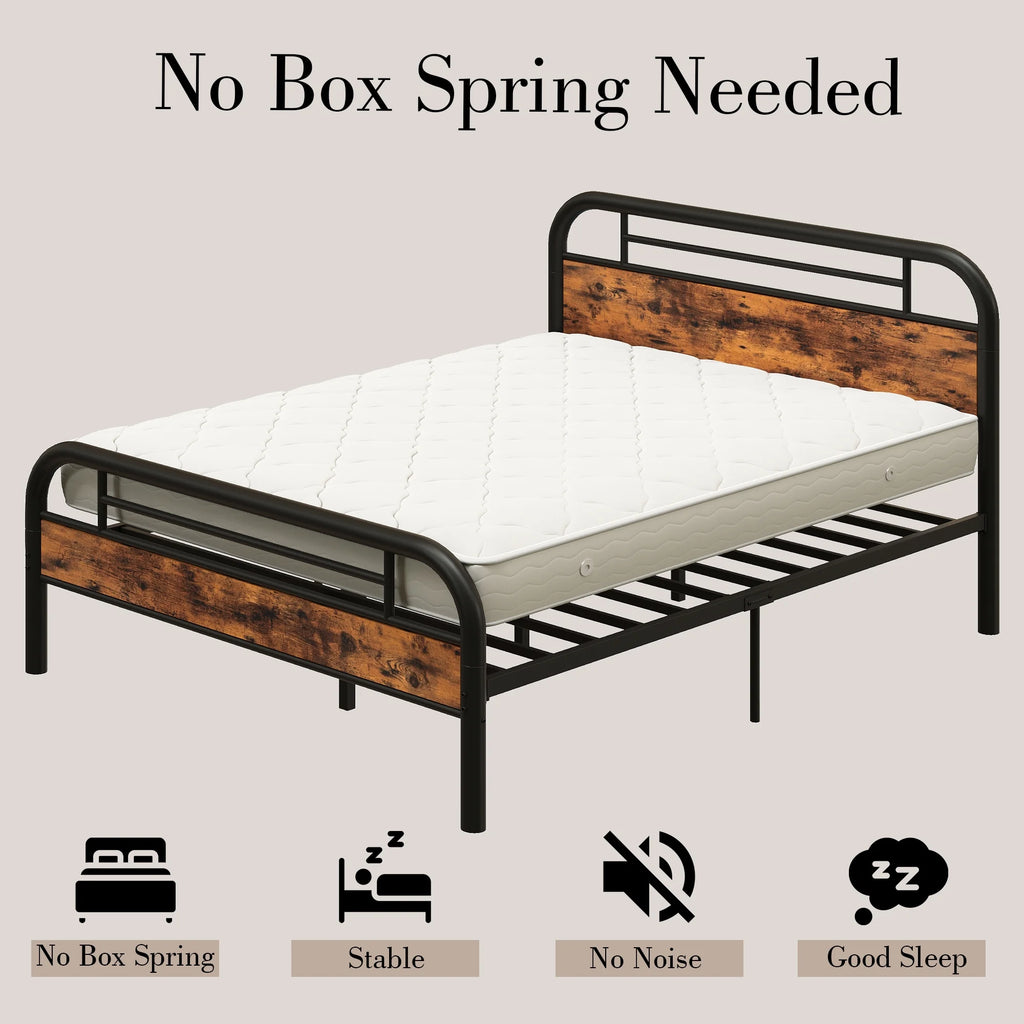 King Platform Bed Frame with Headboard O838