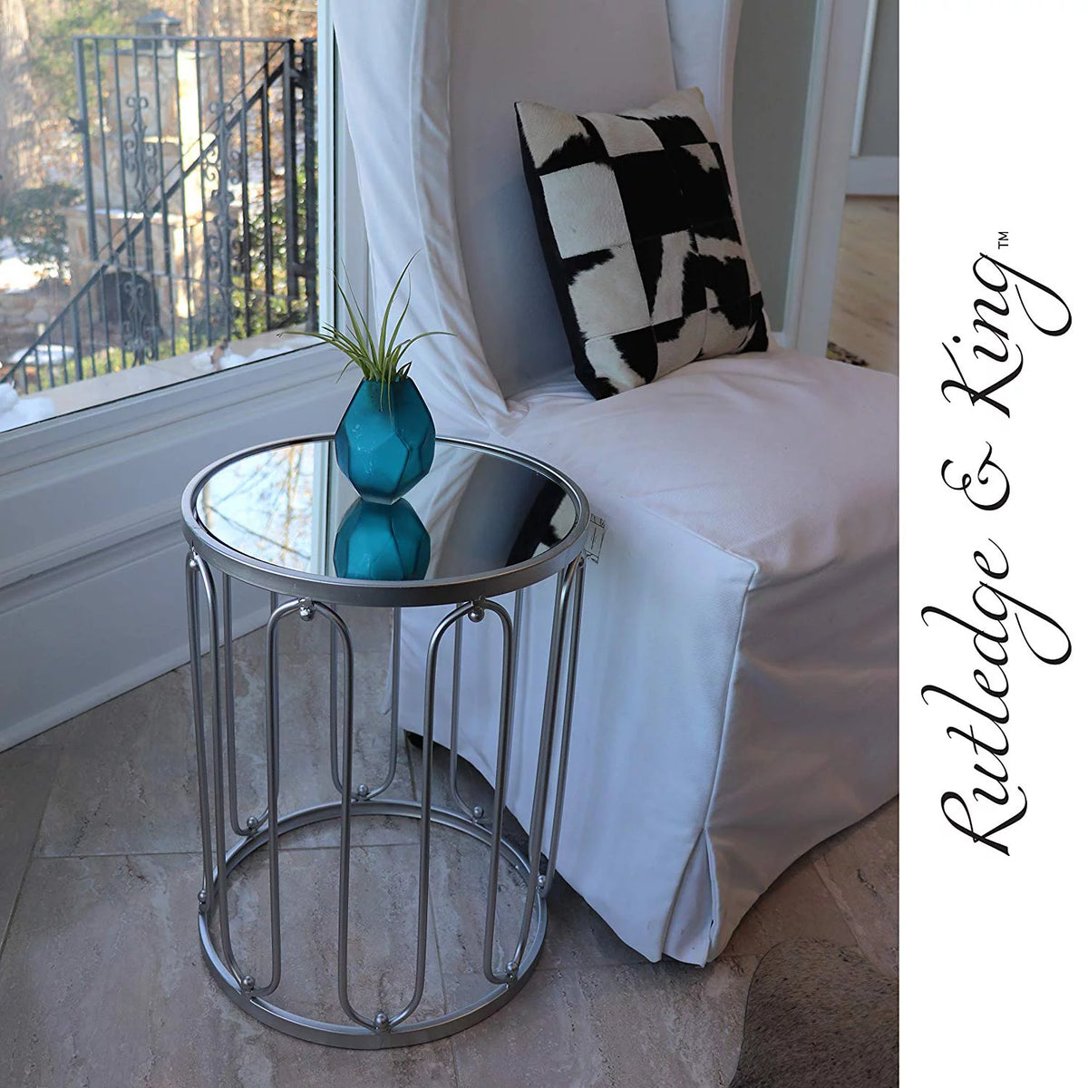 Silver Mirrored End Table Set D3017