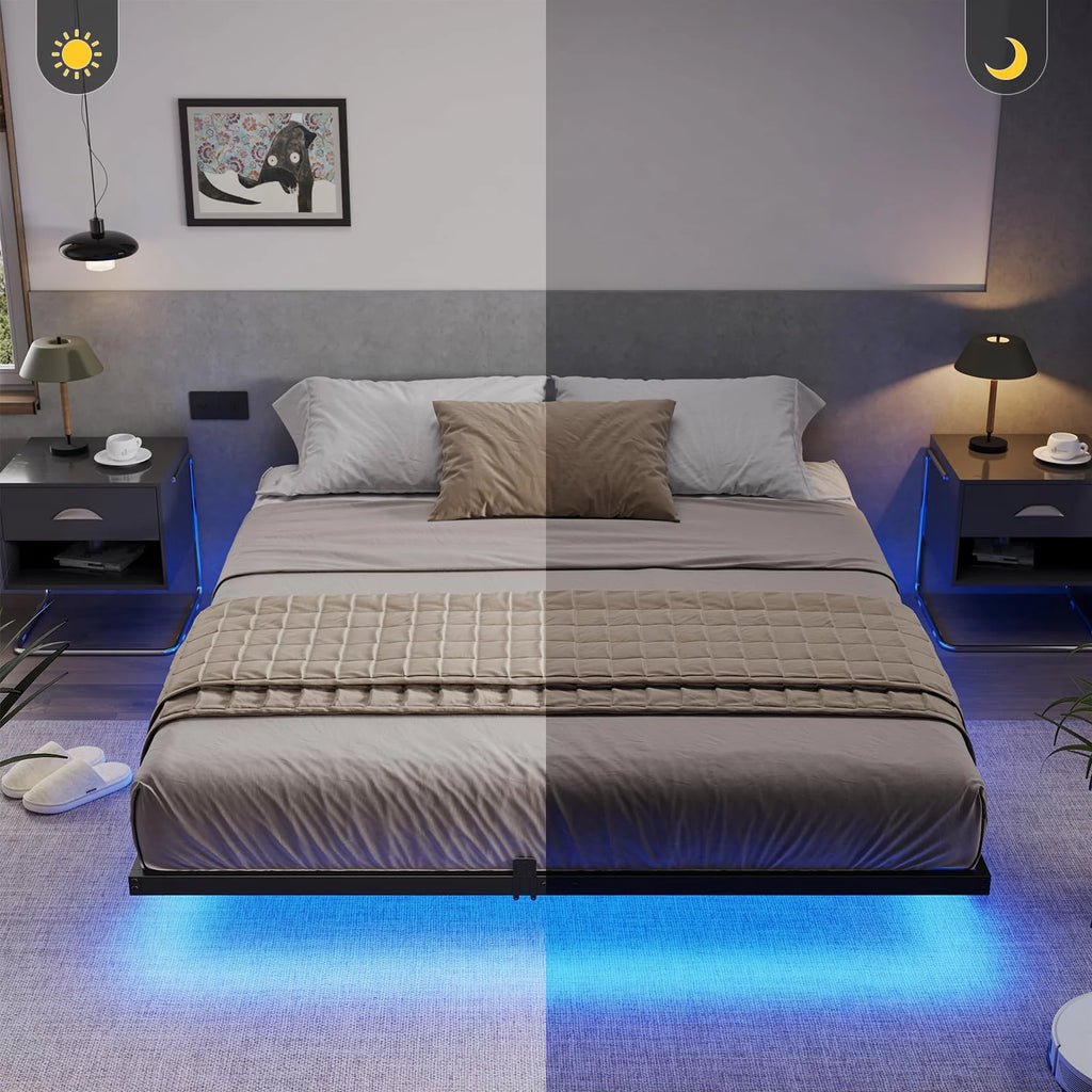 Queen Metal Platform Bed Frame with LED Lights X115887