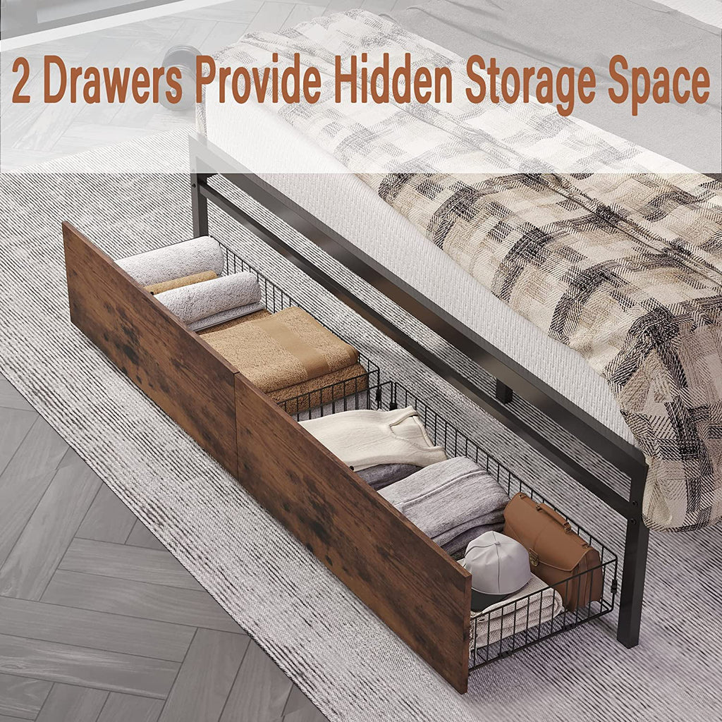 Queen Storage LED Bed Frame with Drawer S484