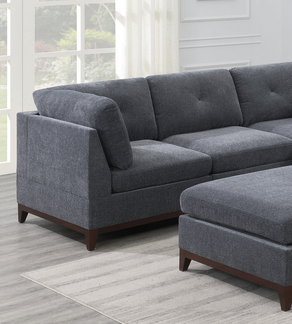 Ash Chenille Fabric Corner Wedge Sofa Couch K16407