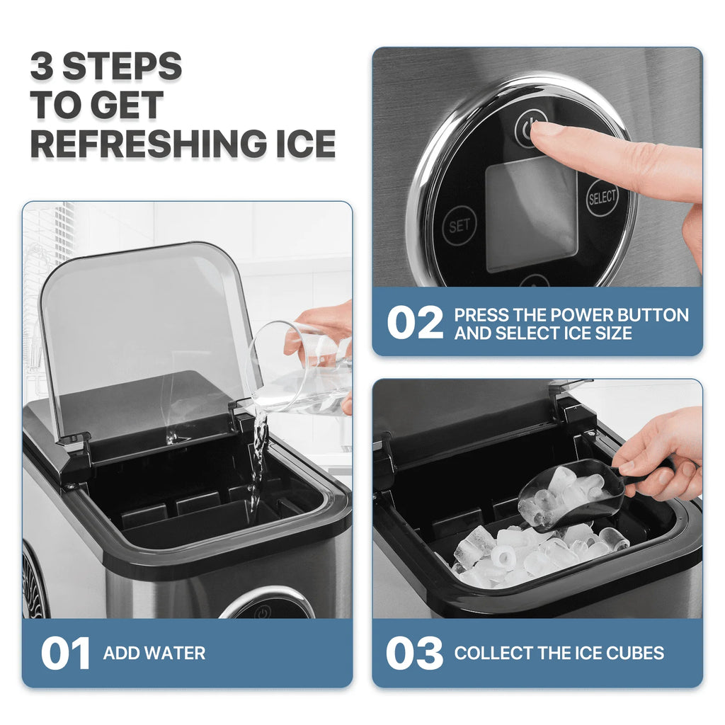 Countertop Portable Ice Maker Machine with Ice Scoop and Basket, Black E975550