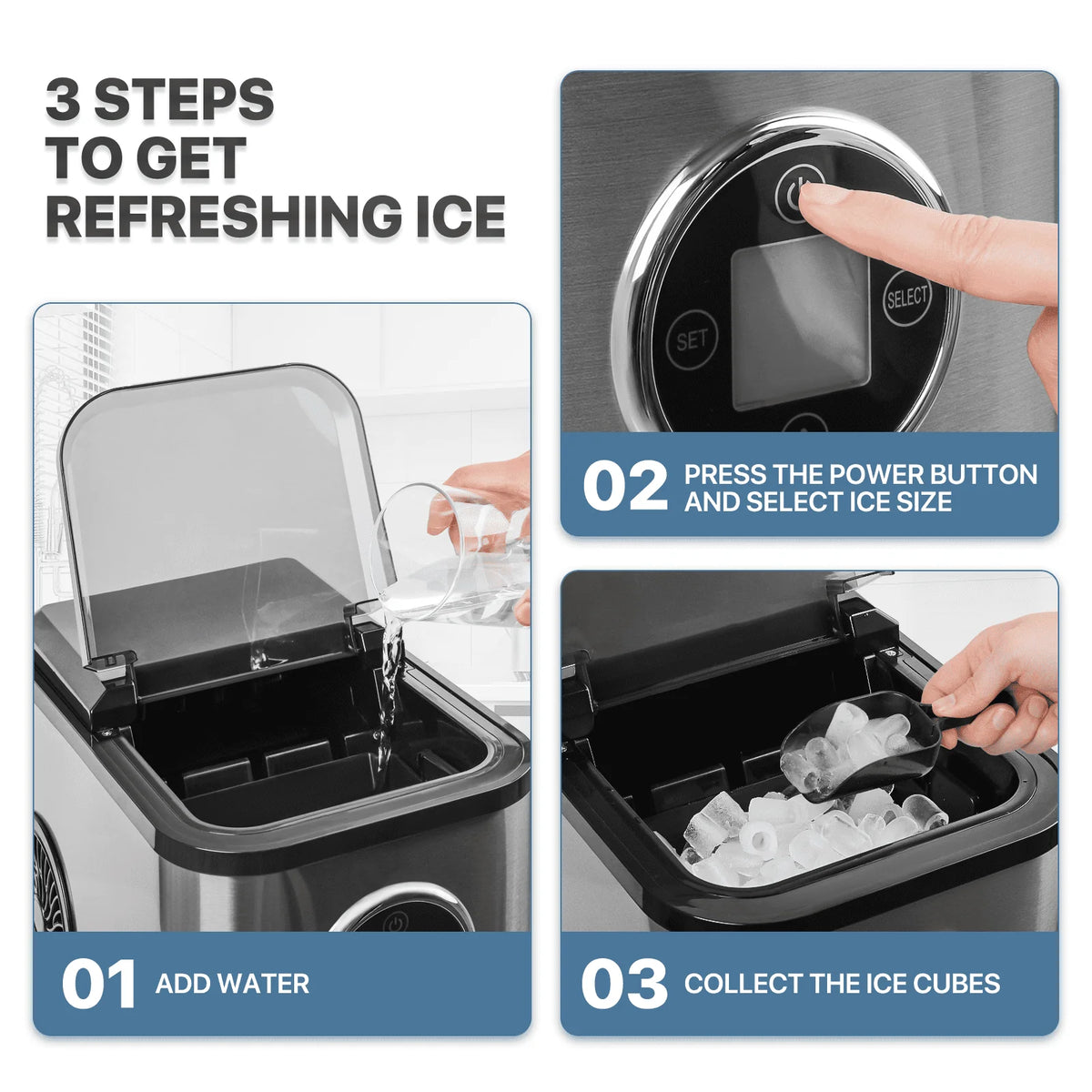 Countertop Portable Ice Maker Machine with Ice Scoop and Basket, Black E975550