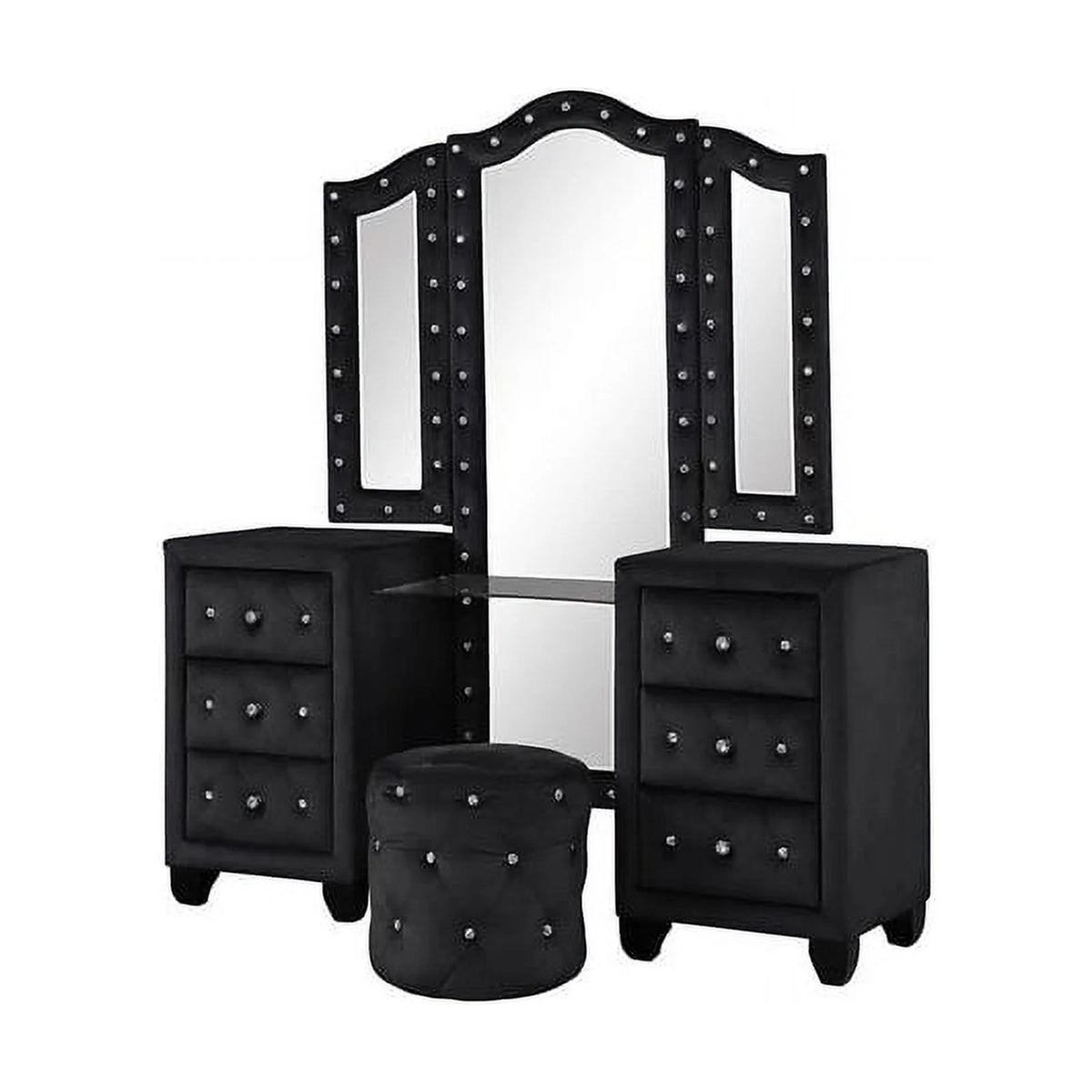Queen 4 Pc Upholstery Bedroom Set Wood Black M892525