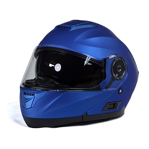 Blue Modular Motorcycle Helmet with Drop Down Visor O8461