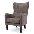 Gray Brown Microfiber Wingback Club Chair with Nailhead Trim J144