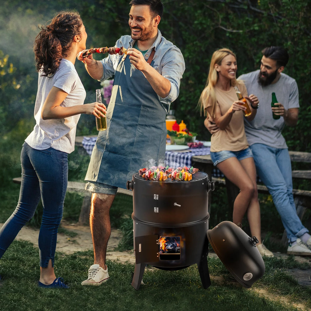 Charcoal Grill with 3 Levels Black Y275
