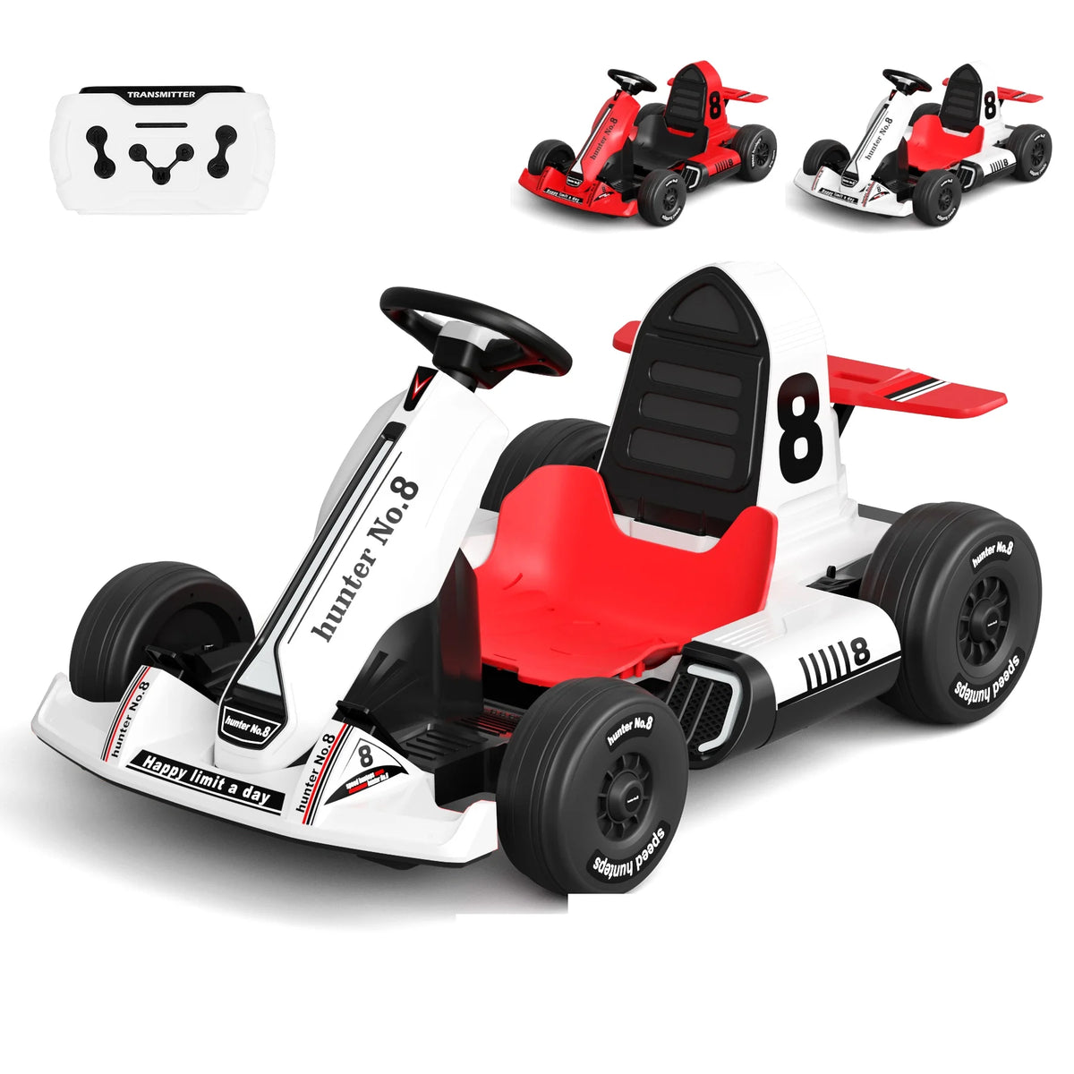 12V Battery Powered Electric Go Kart with Remote Control, White F3942