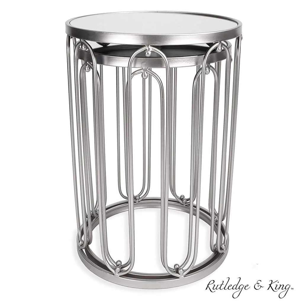 Silver Mirrored End Table Set D3017