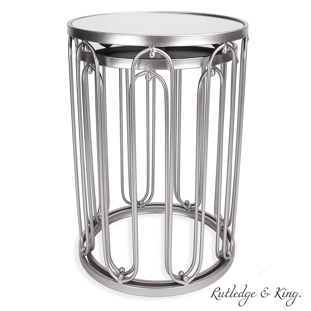 Silver Mirrored End Table Set D3017