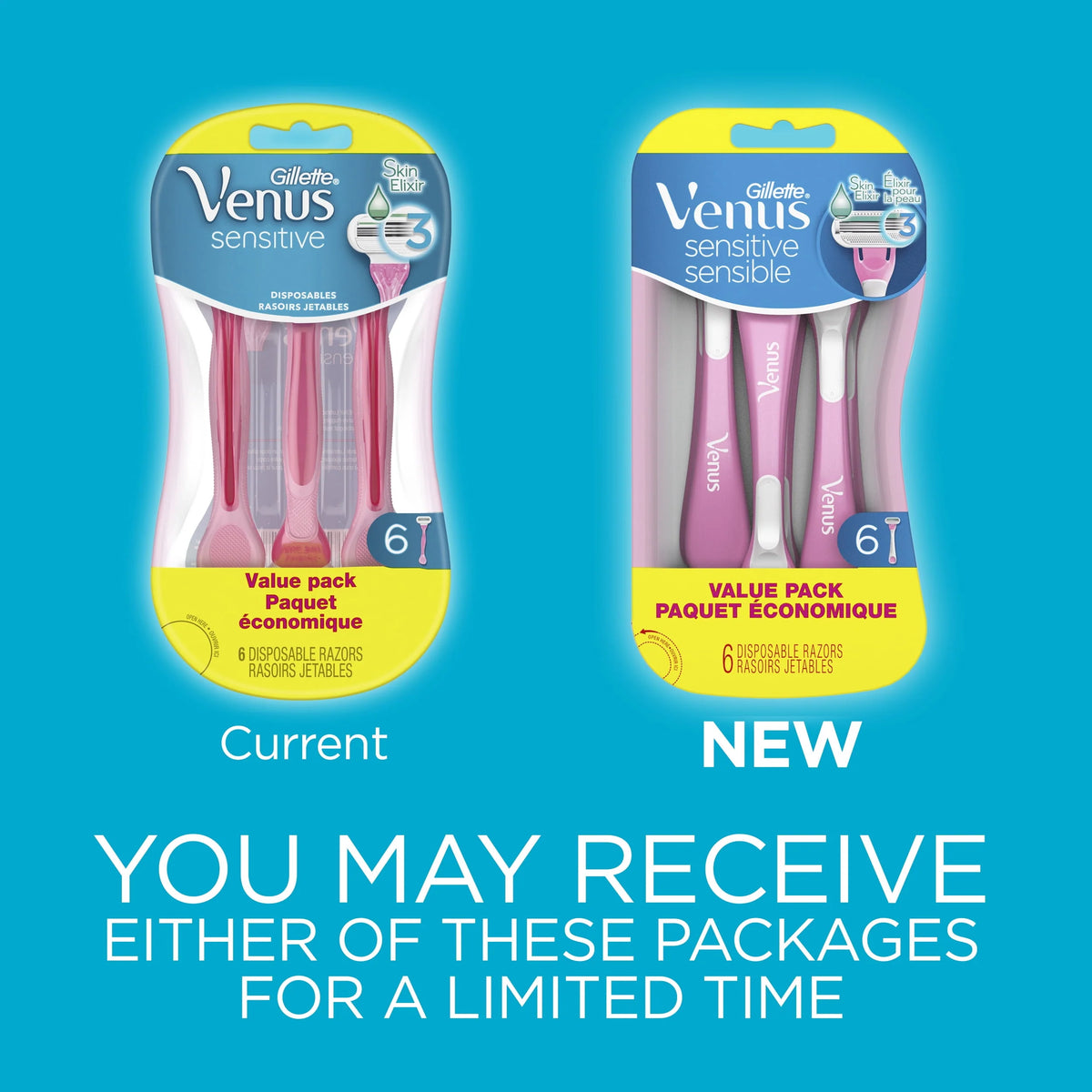 Women's Disposable Razor, 3 Count, Pink U340