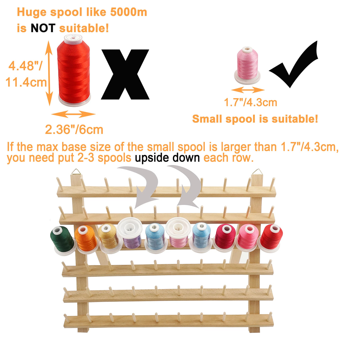2X60 Spools Wooden Thread Rack H26057