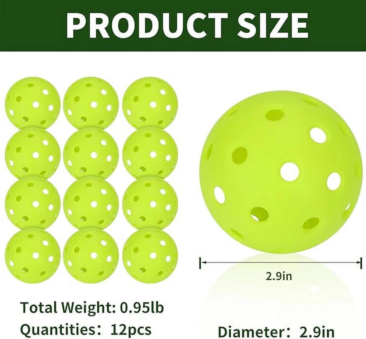 30PC Pickleballs 40 Holes Outdoor Indoor Green S62009