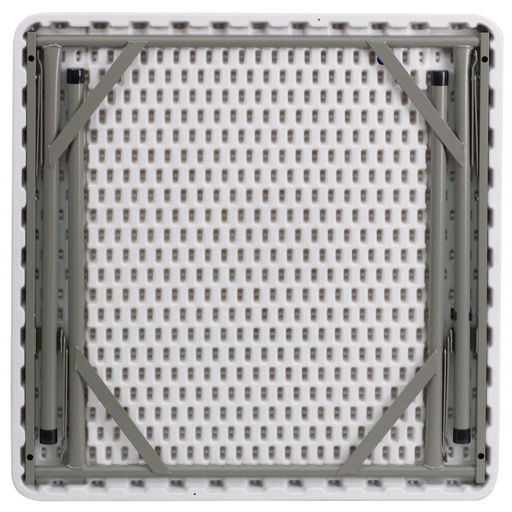 Square Granite White Plastic Folding Table Set of 5 D2980