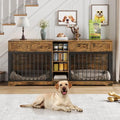 82” Wooden Dog Crate Furniture with 4 Drawers and Shelves N970642
