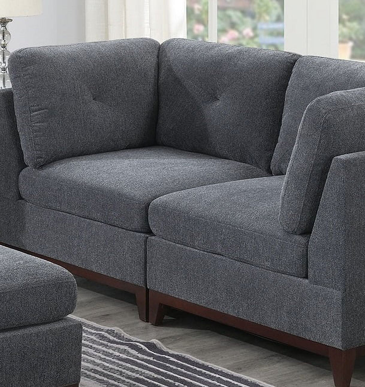 Ash Chenille Fabric Corner Wedge Sofa Couch K16407