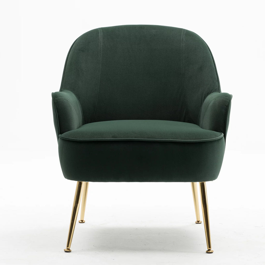 Dark Green Velvet Accent Chair with Gold Legs B25918