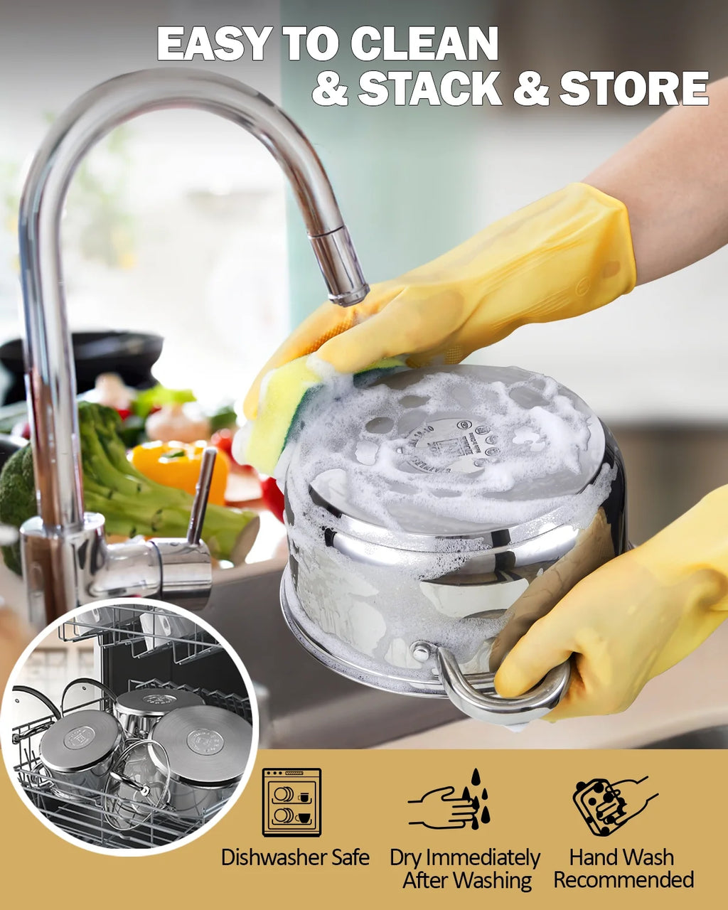 12-Piece Stainless Steel Cookware Set with Silicone Handles M4075